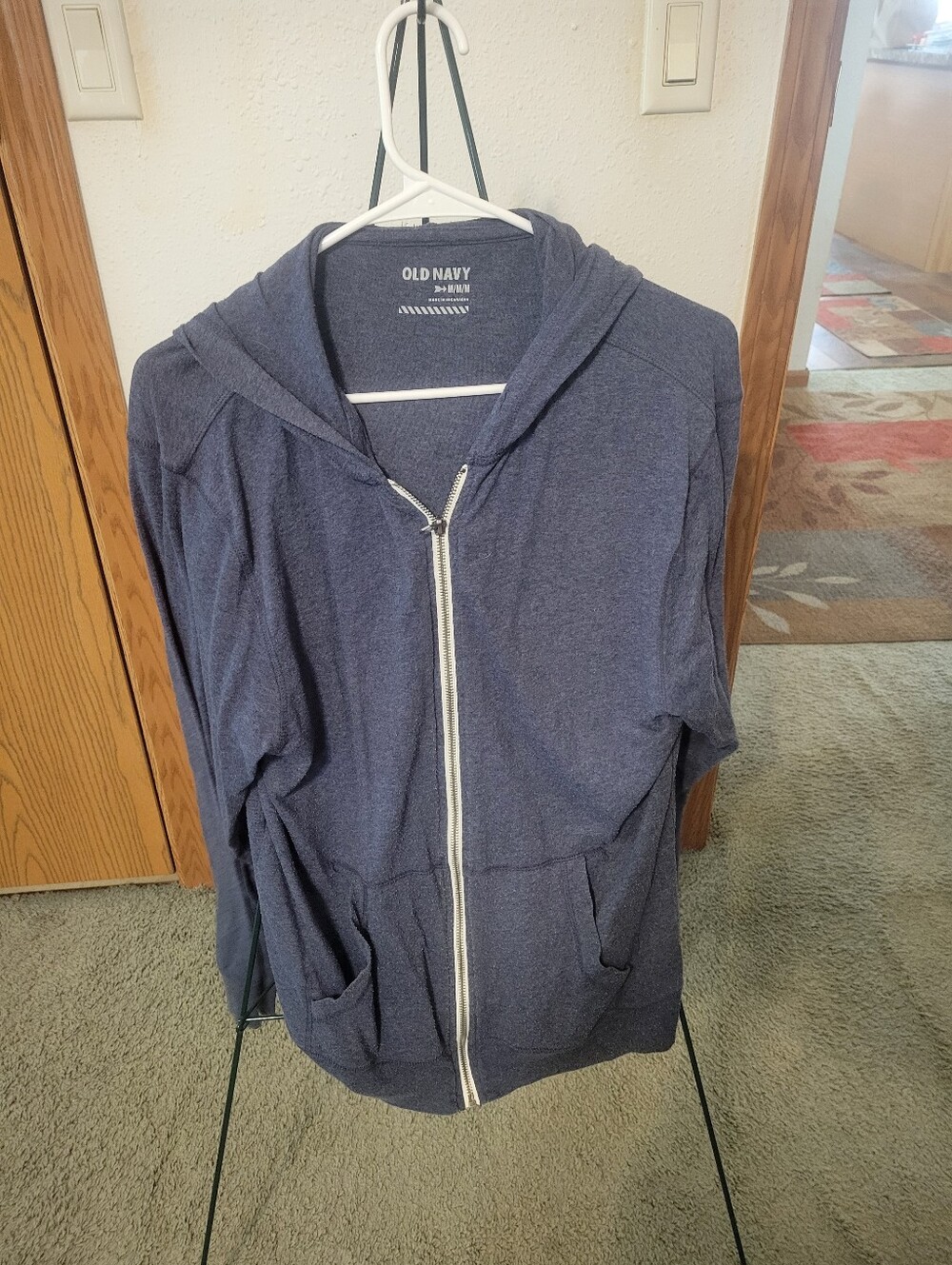 Old Navy Women's Heathered Navy Zip Front Hoodie Jacket